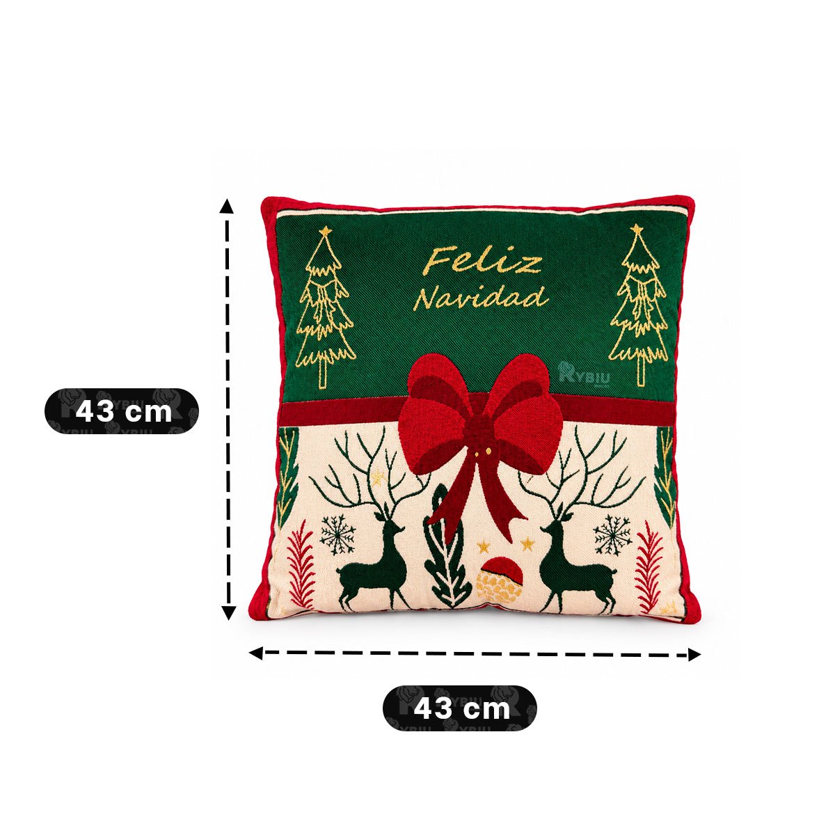 PACK4 ALMOHADON DECORATIVO PARA SALA CON LAZO CENTRAL VERDE - 3