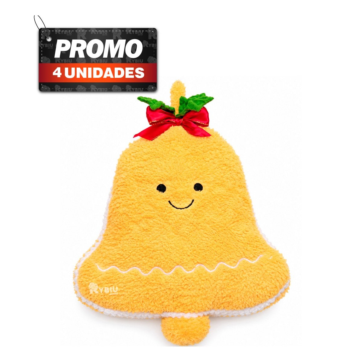 PACK4 COLCHONETA DECORATIVA CON DISENO DE CAMPANA AMARILLO - 1