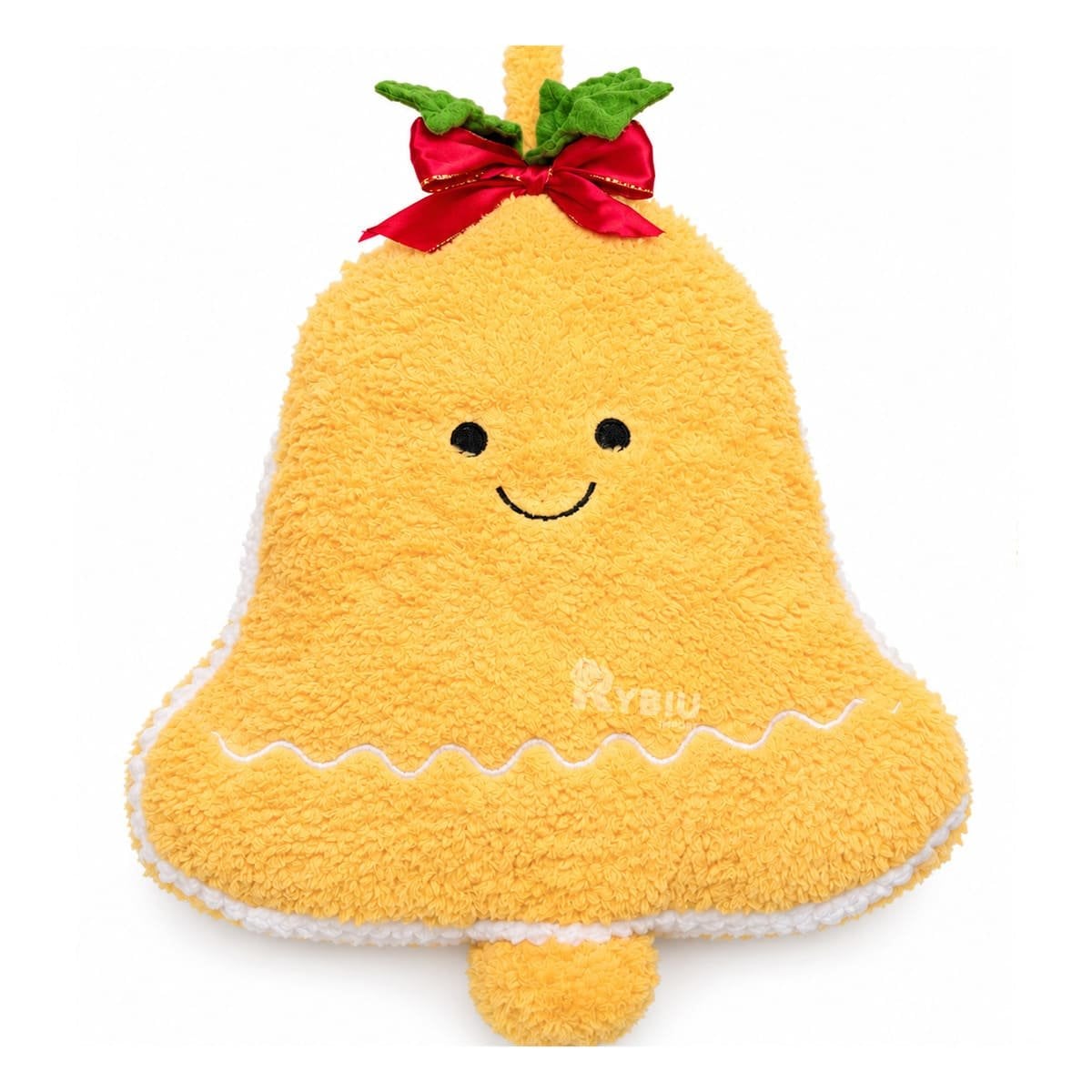 ALMOHADILLA NAVIDENA CON FORMA DE CAMPANA AMARILLO Y LIGAS REGALO - 1