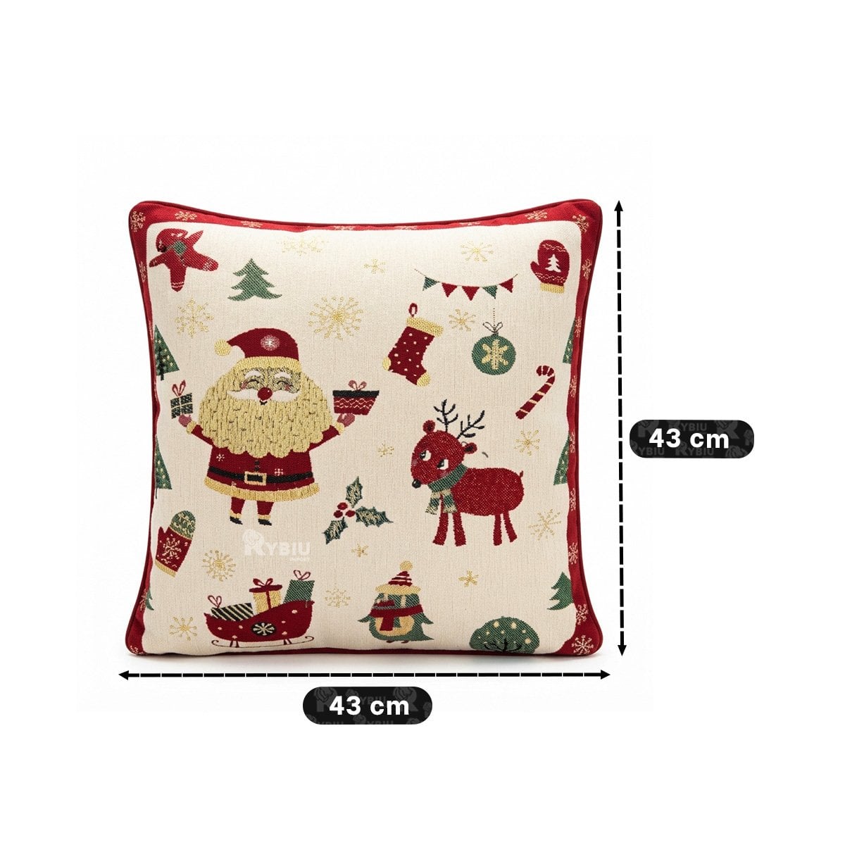 ALMOHADA CON DISENO SANTA CON REGALOS BEIGE - 2