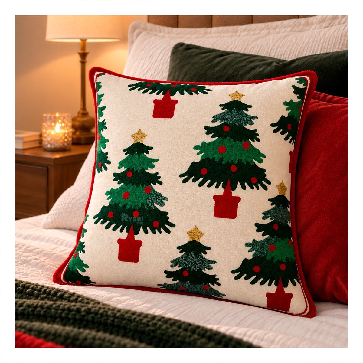 PACK2 COJIN DE PINO NAVIDENO BEIGE YREGALO STICKER - 2