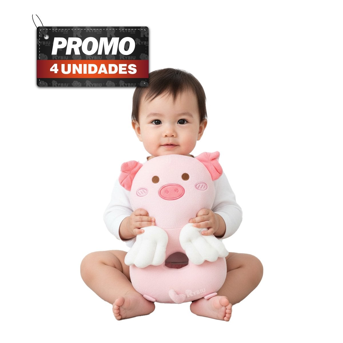 PACK4 ALMOHADA PROTECTORA CON SOPORTE PARA BEBES ROSADO YREGALO STICKER - 1