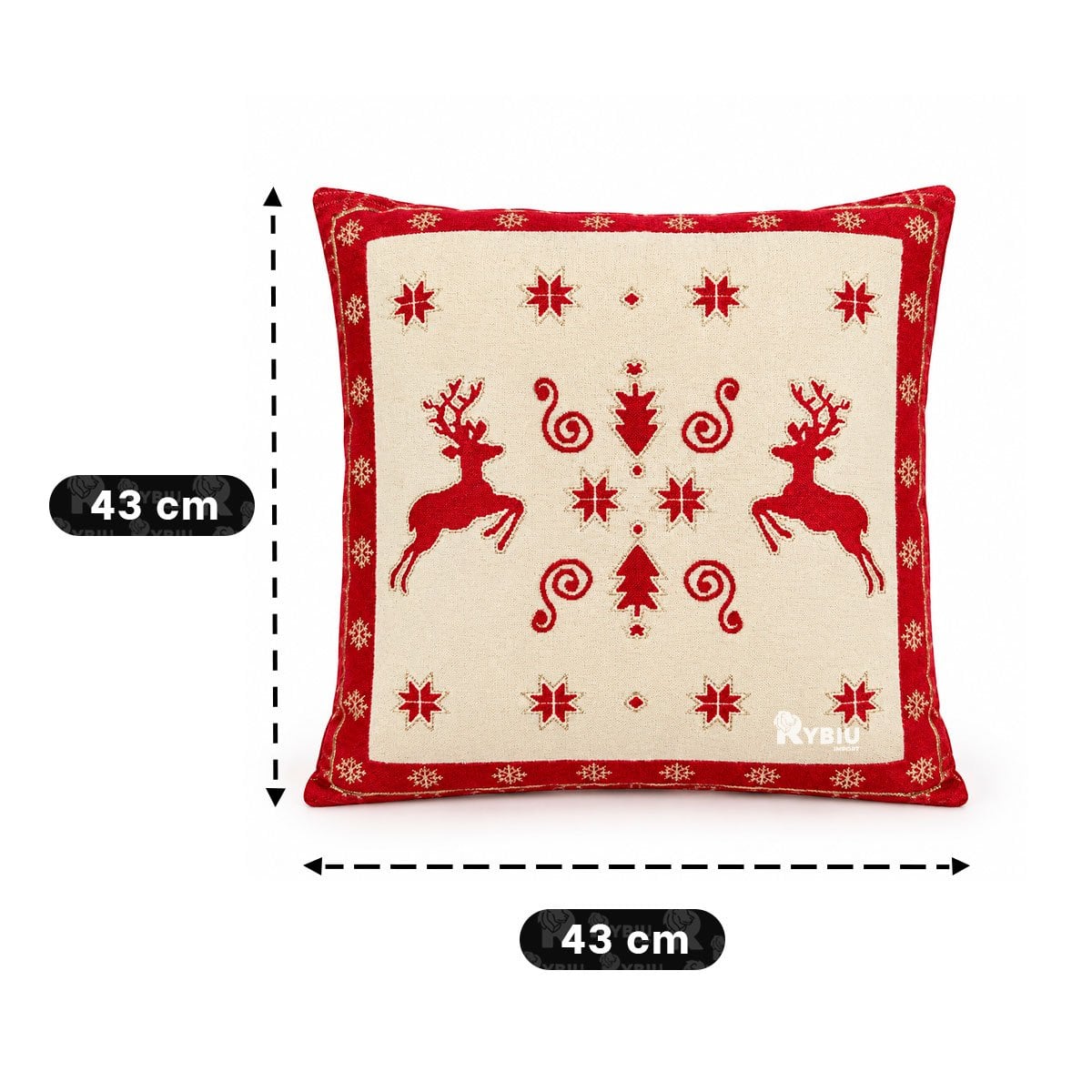 ALMOHADA CON DISENO RENO NAVIDENO BEIGE - 2