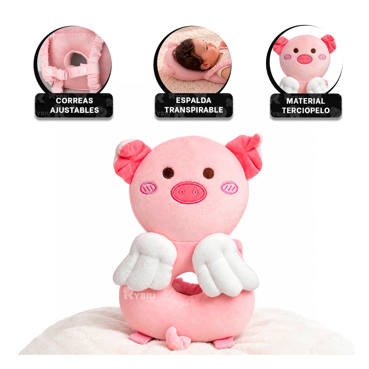 COJIN PARA BEBES CON APOYO SUAVE ROSADO Y STICKY - 4
