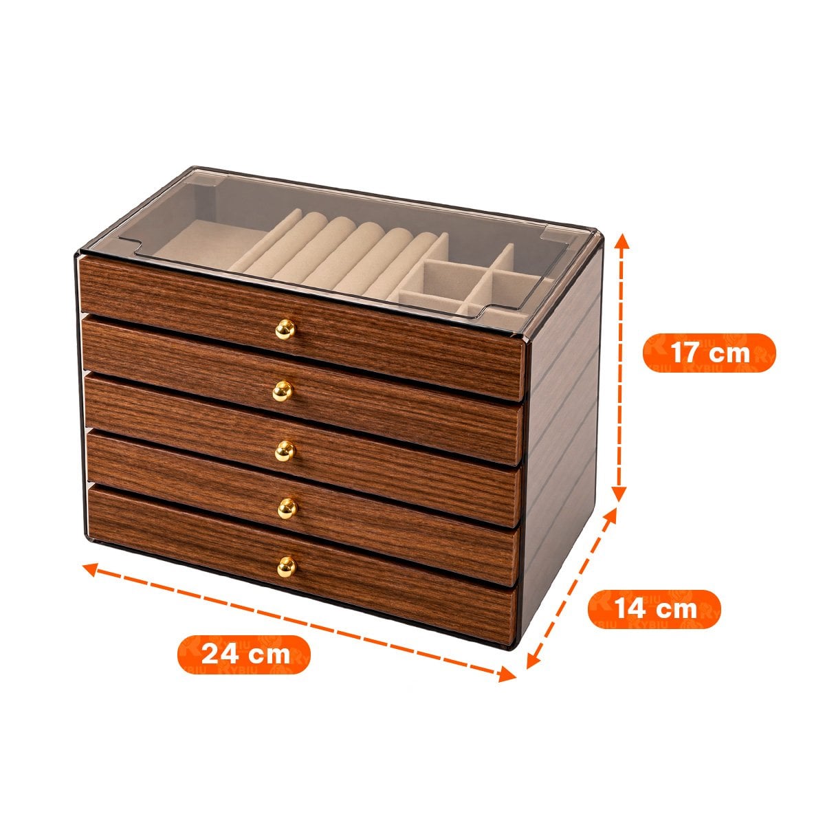 ALHAJERO ORGANIZADOR PARA JOYAS 24X14X17CM MARRON Y STICKY - 2