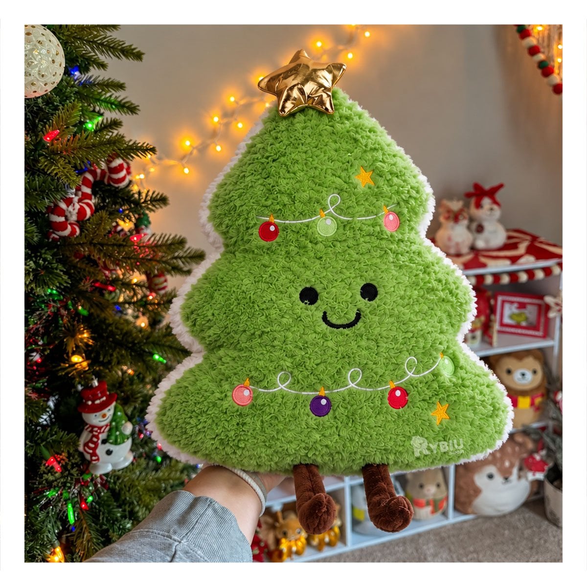PACK2 COJIN DE SALA CON FORMA DE ARBOL DE PINO VERDE CLARO YREGALO STICKER - 2