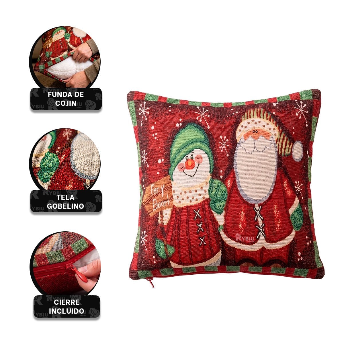 PROTECTOR PARA ALMOHADA CON ESTAMPA INVERNAL 45X45CM ROJO Y STICKY - 4