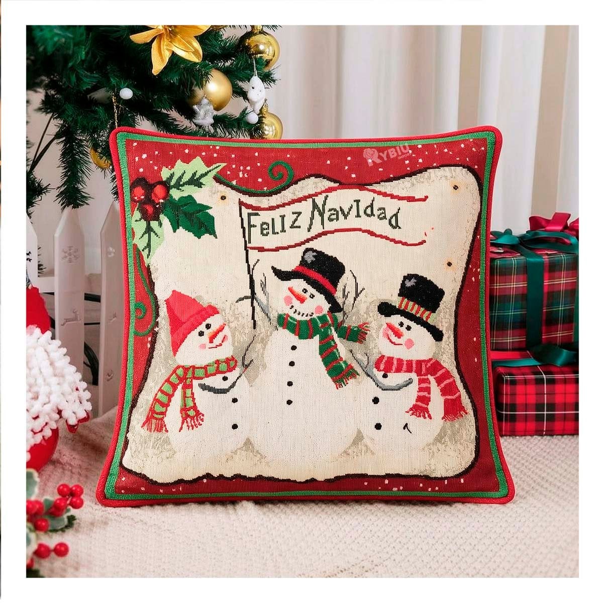 PROTECTOR PARA COJIN NAVIDENO PARA DECORAR 45X45CM ROJO - 1