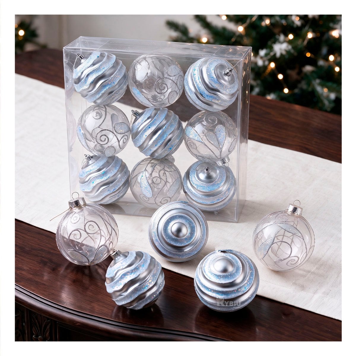 PACK4 ACCESORIOS 9 PARA ARBOL NAVIDENO 10CM PLATEADO - 2