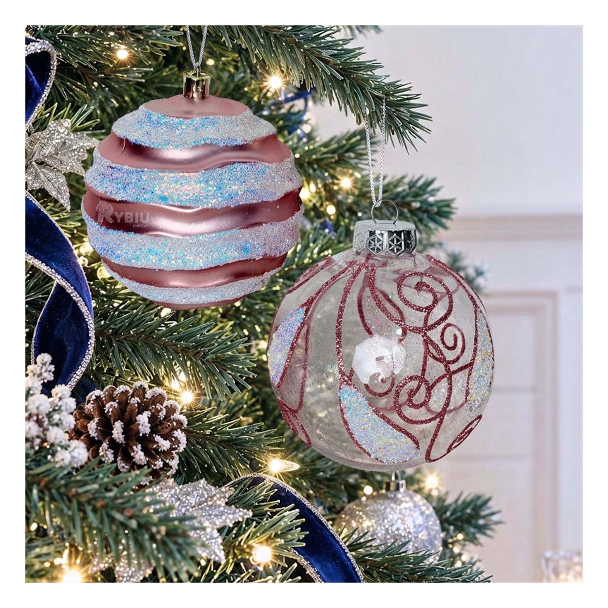 PACK4 ACCESORIOS 9 PARA ARBOL NAVIDENO 10CM ROSADO - 2
