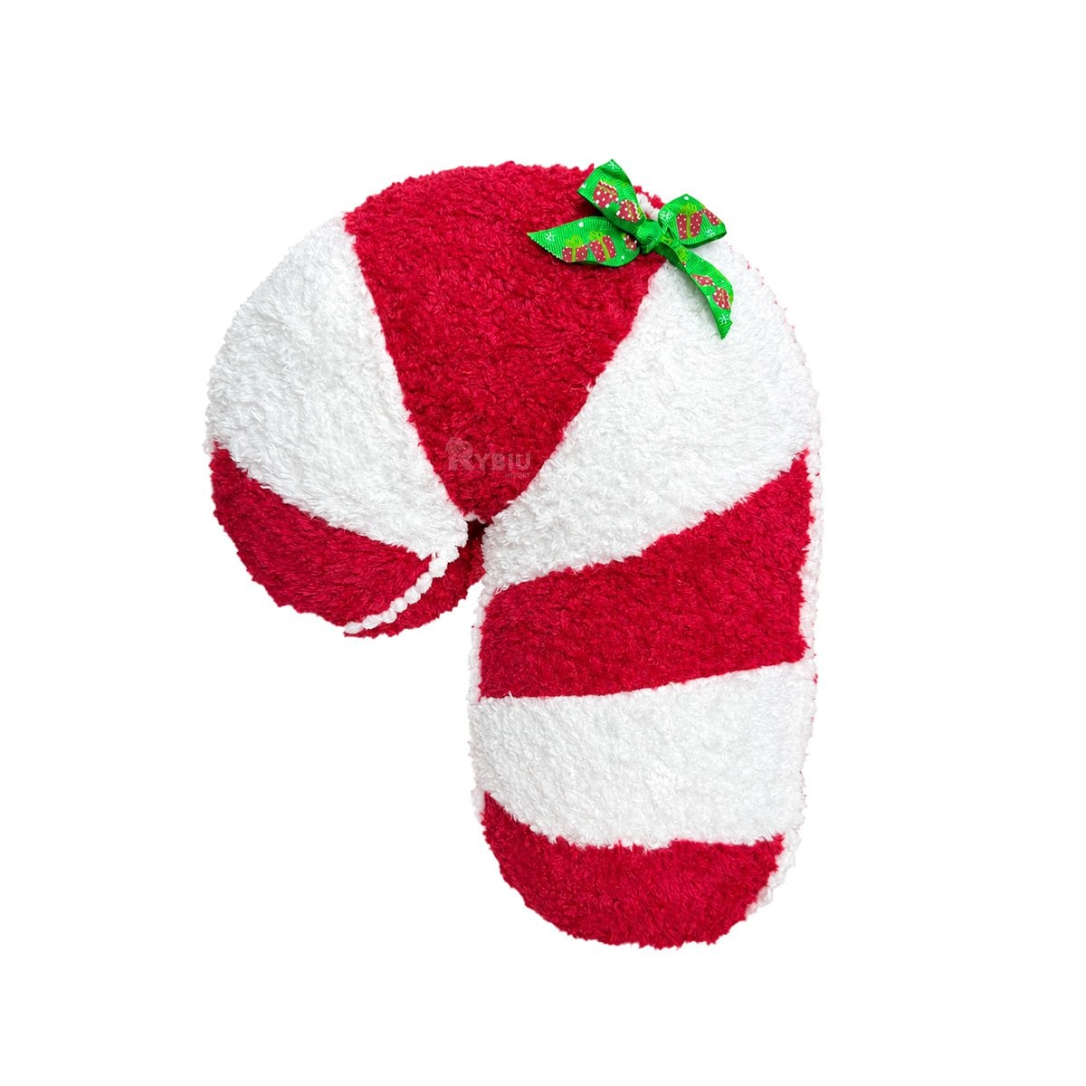 ALMOHADILLA DE PELUCHE CRESPO CON FORMA DE BASTON ROJO Y BLANCO Y STICKY - 1