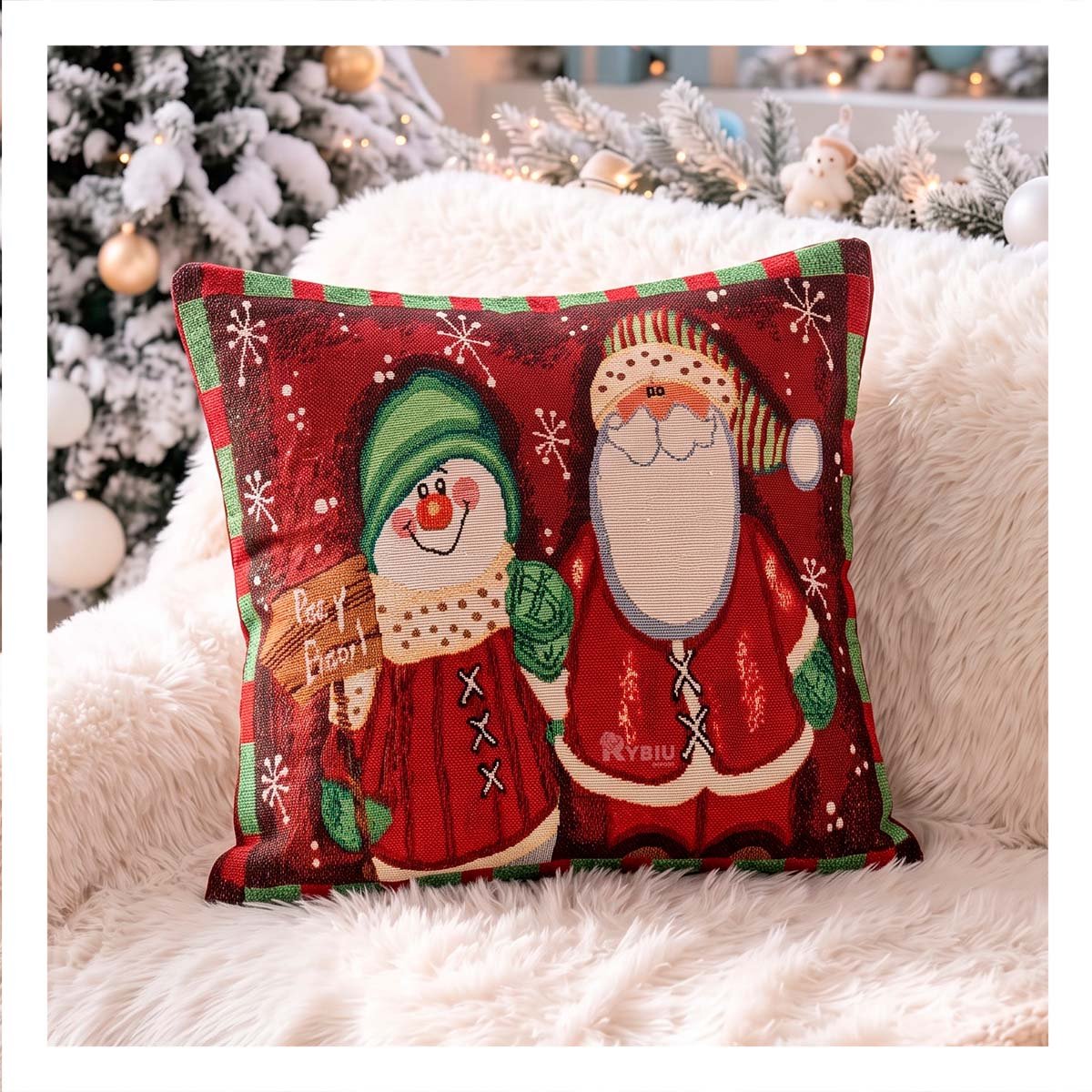 PROTECTOR DE COJIN PARA DECORACION NAVIDENA 45X45CM ROJO Y LIGAS REGALO - 1