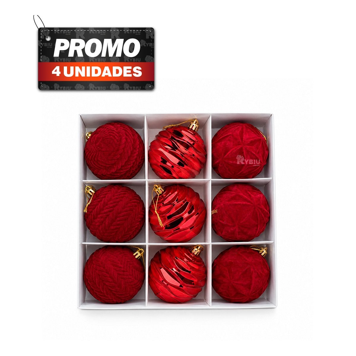PACK4 ESFERAS 9 PARA PINO EN EL HOGAR 8CM BORGONA YREGALO STICKER - 1
