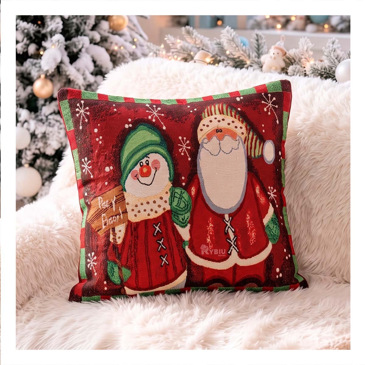 PACK2 FORRO DE COJIN NAVIDENO PARA DECORAR 45X45CM ROJO - 2