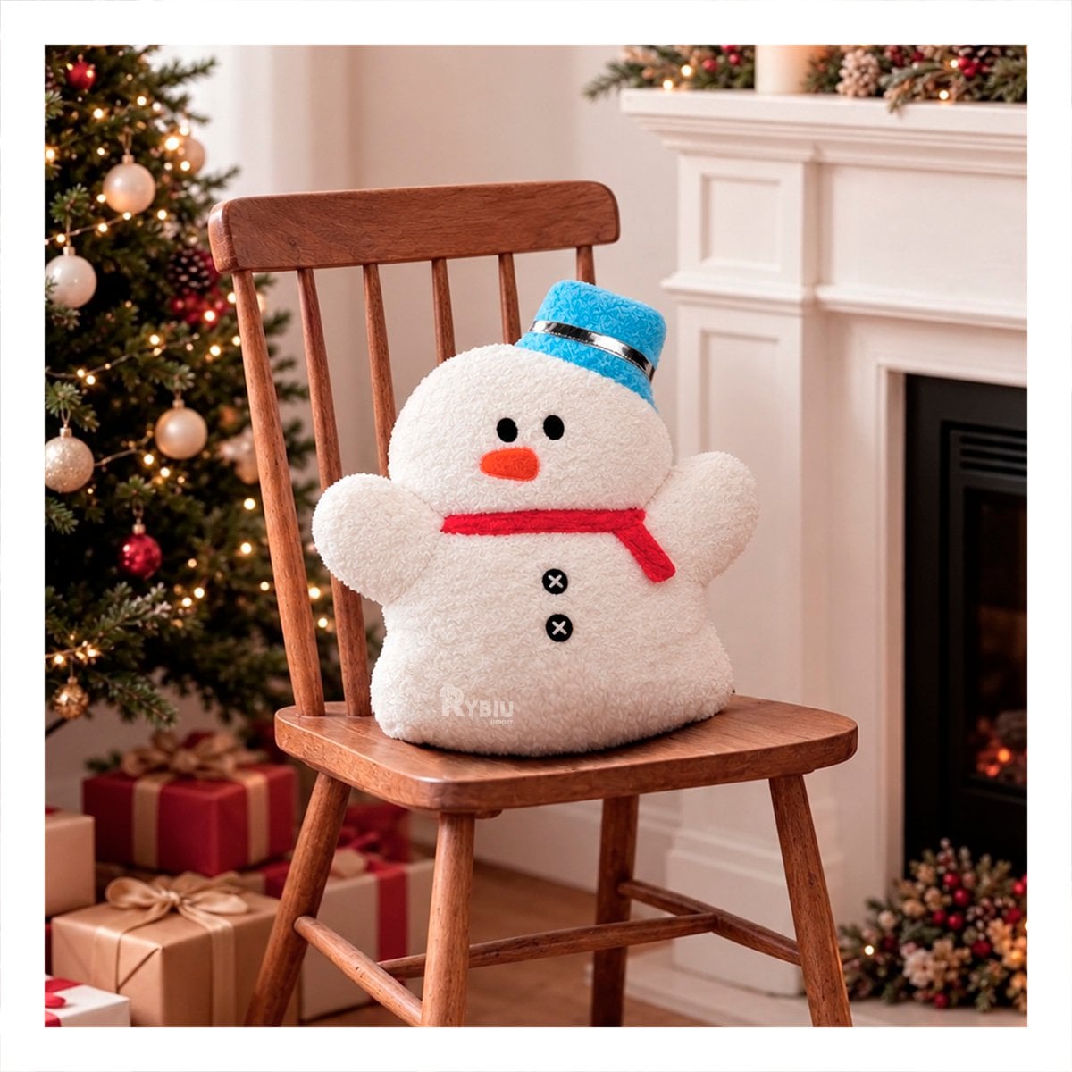 PACK2 COJIN DE SALA CON DISENO NAVIDENO DE MUNECO DE NIEVE BLANCO YREGALO STICKER - 2
