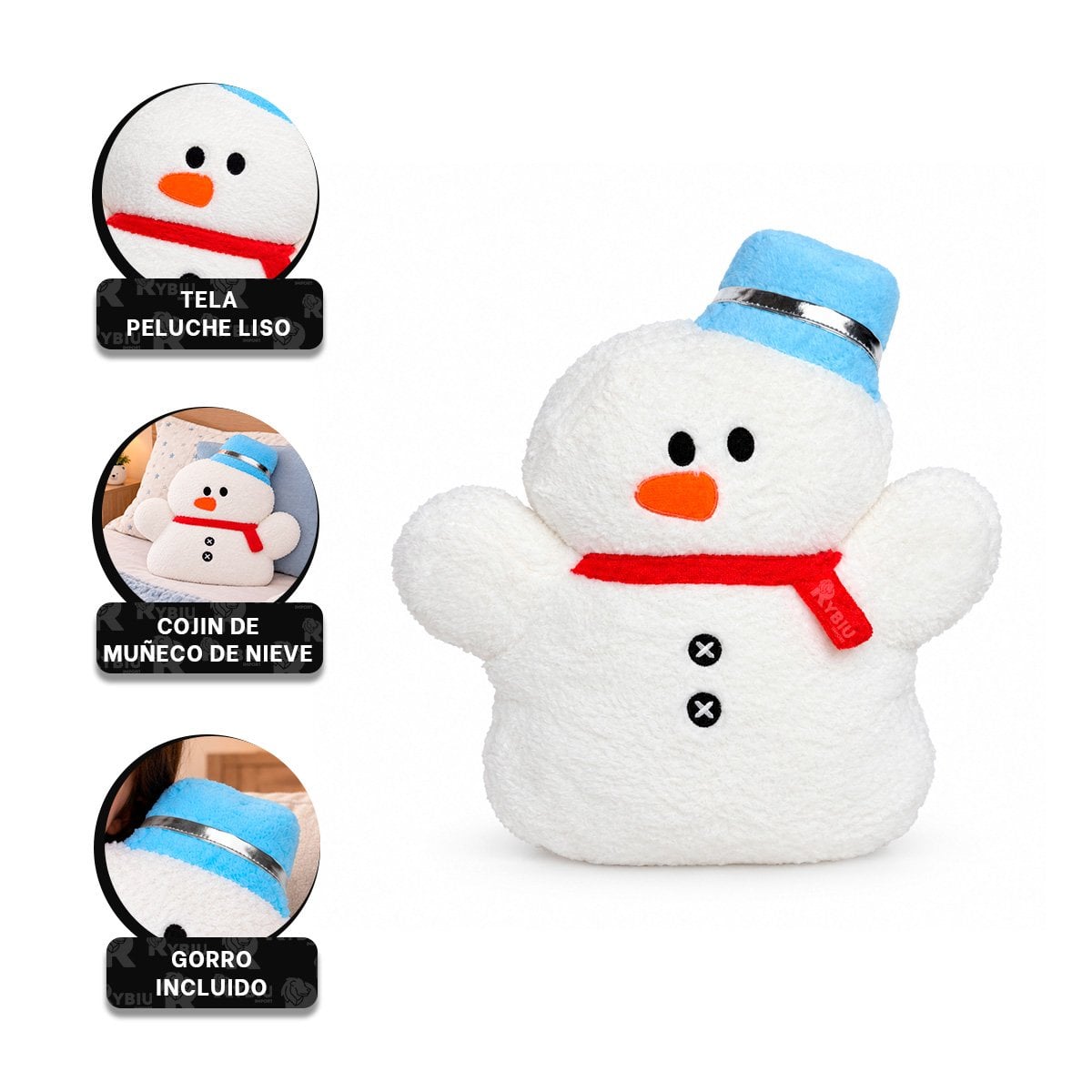 PACK2 COJIN DE SALA CON DISENO NAVIDENO DE MUNECO DE NIEVE BLANCO YREGALO STICKER - 4