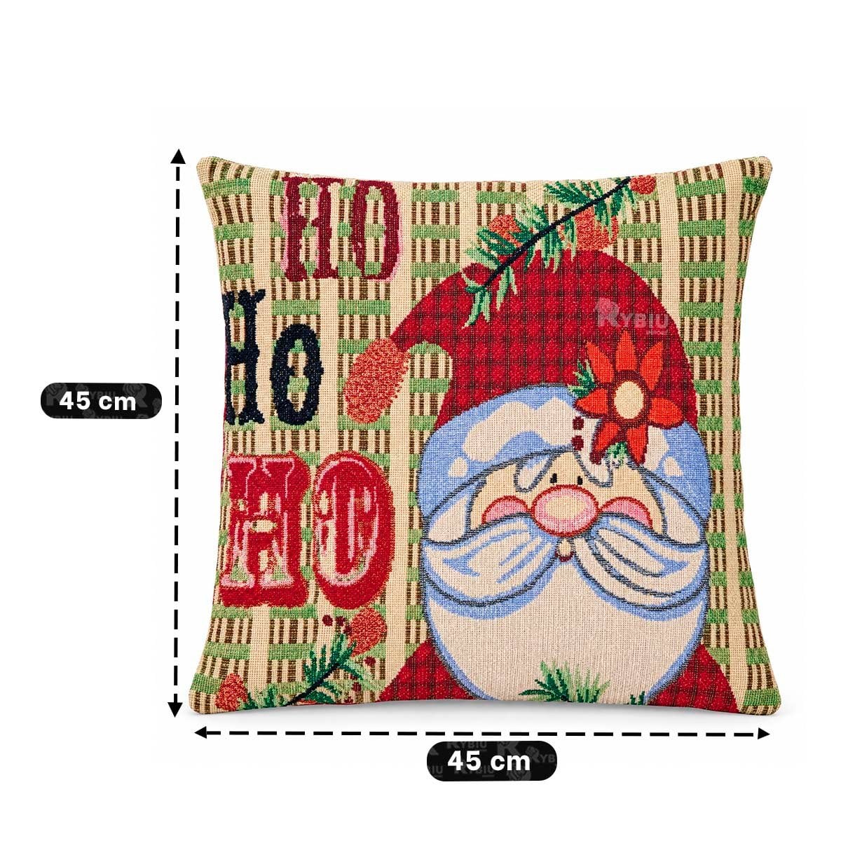 PROTECTOR PARA COJIN CON CARTEL FESTIVO 45X45CM BEIGE Y REGALO STICKER - 2