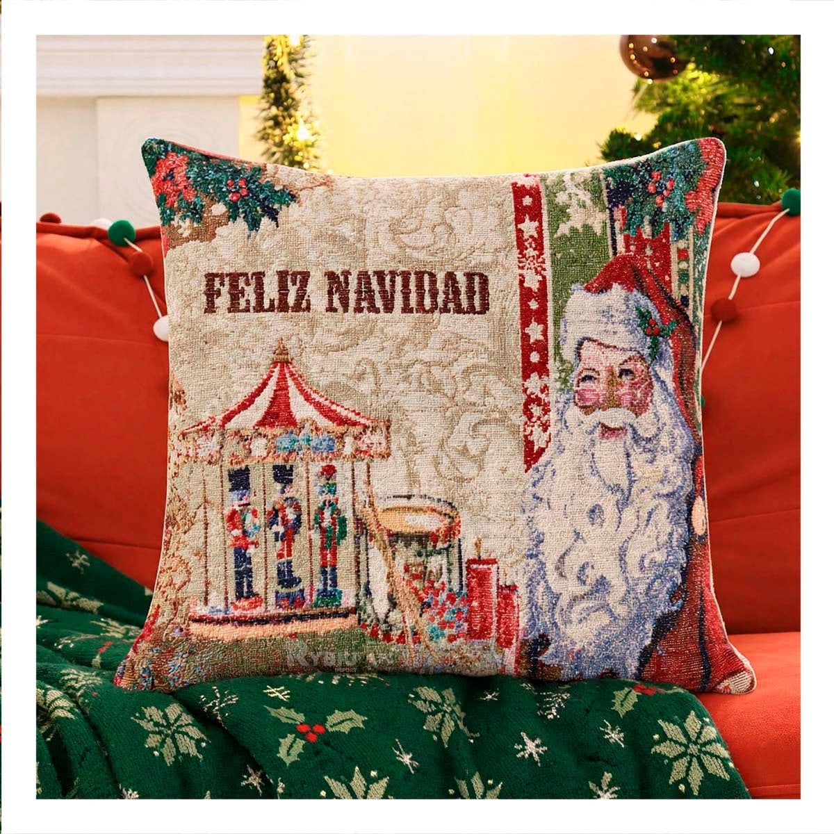 PROTECTOR DE COJIN PARA DECORACION NAVIDENA 45X45CM ROJO Y LIGAS REGALO - 1