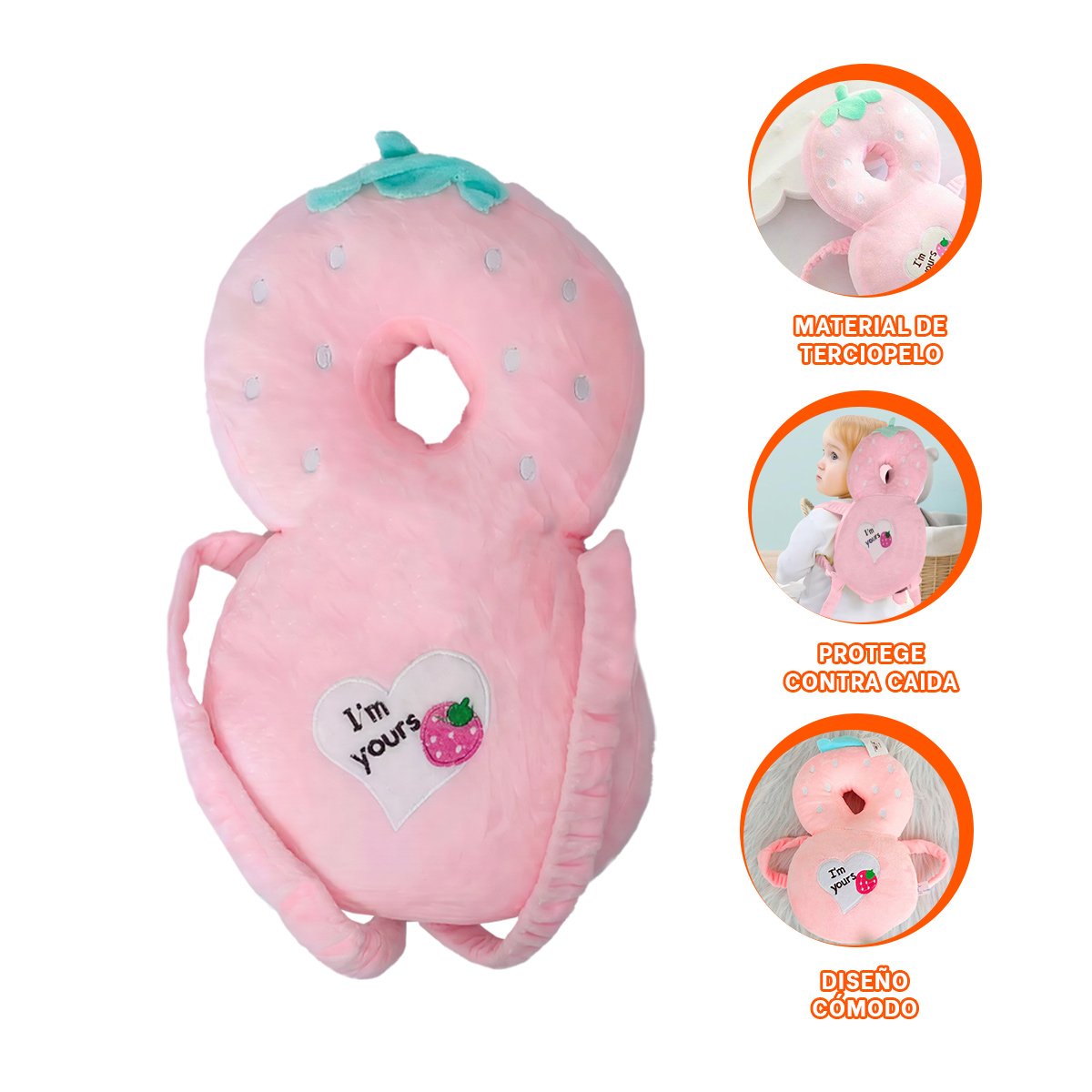 COJIN PROTECTORA PARA BEBES CON FORMA DE FRESA ROSADO - 3