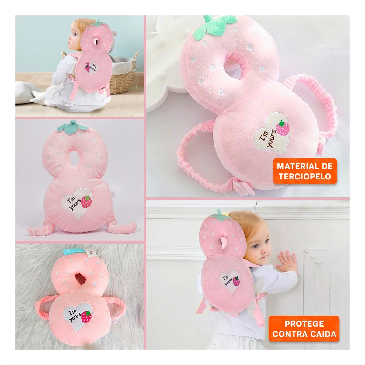 COJIN PARA BEBES CON APOYO SUAVE ROSADO Y STICKY - 1