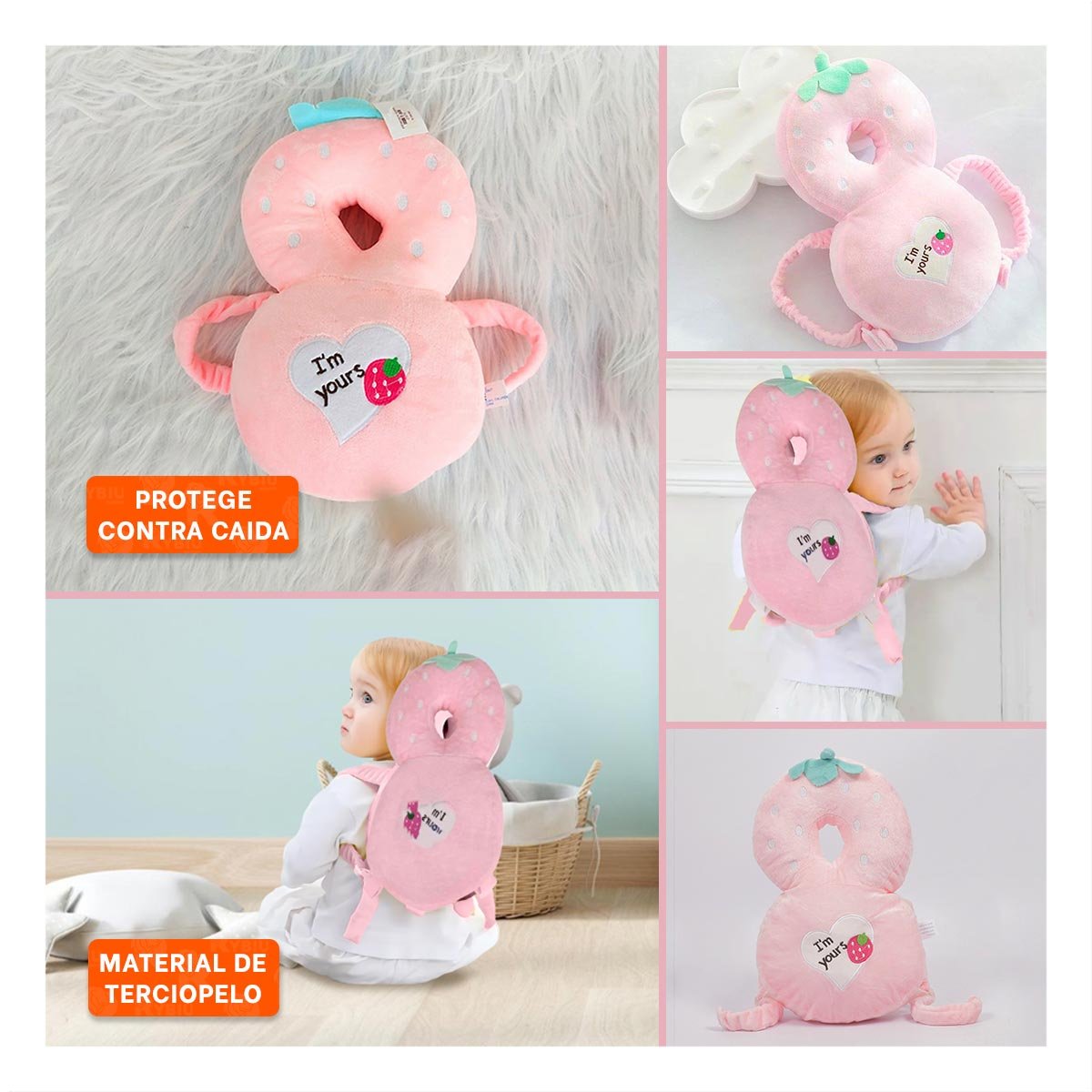 COJIN PARA BEBES CON APOYO SUAVE ROSADO Y STICKY - 5