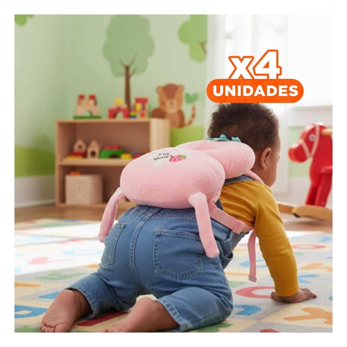 PACK4 ALMOHADA PROTECTORA PARA BEBES CON FORMA DE FRESA ROSADO - 1