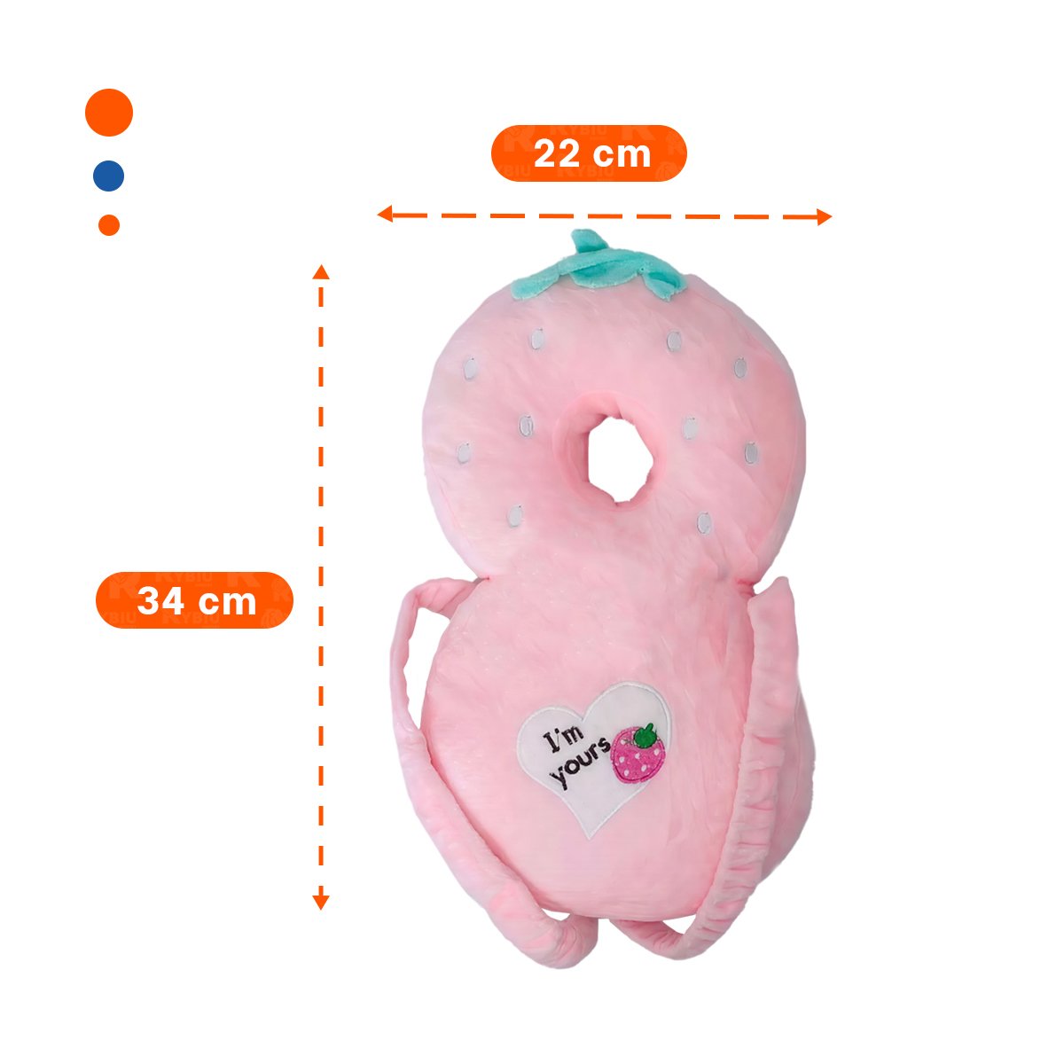 PACK4 ALMOHADA PROTECTORA PARA BEBES CON FORMA DE FRESA ROSADO - 4