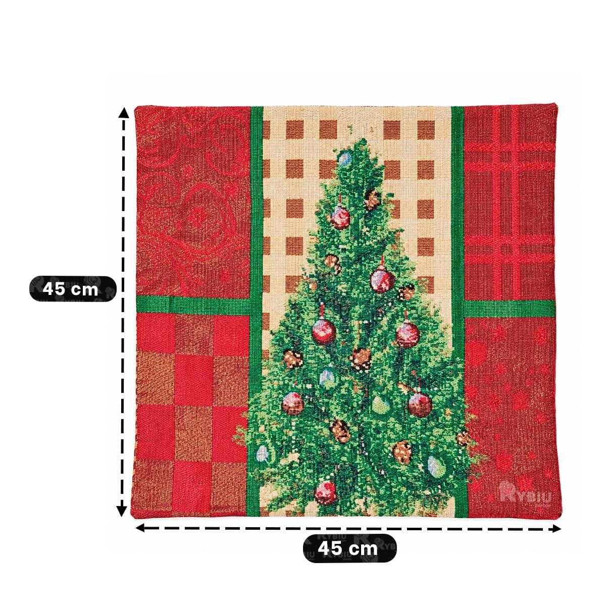 PACK2 FORRO DE COJIN NAVIDENO PARA DECORAR 45X45CM ROJO - 3
