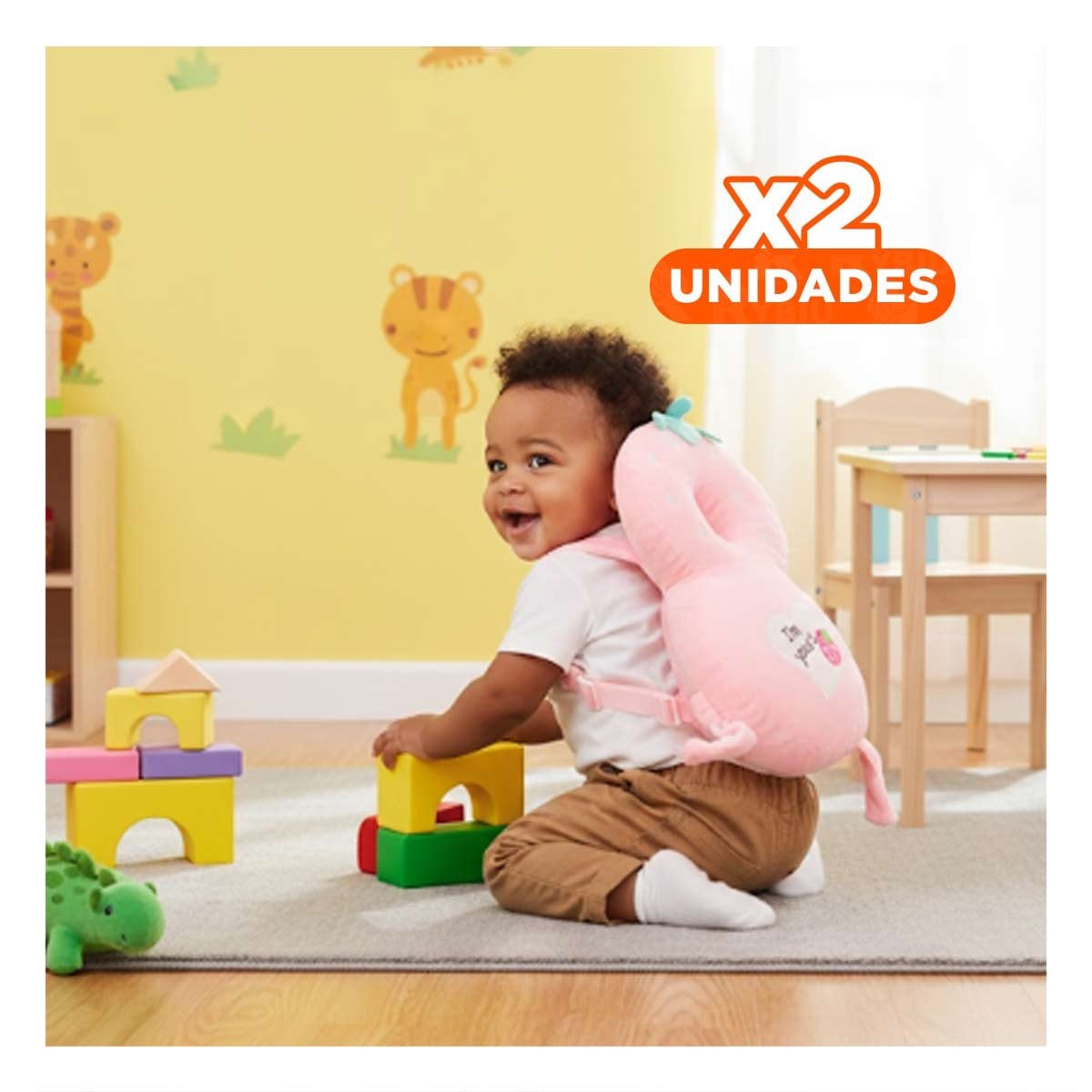 PACK2 ALMOHADILLA PARA BEBES CON SOPORTE ROSADO YREGALO STICKER - 1