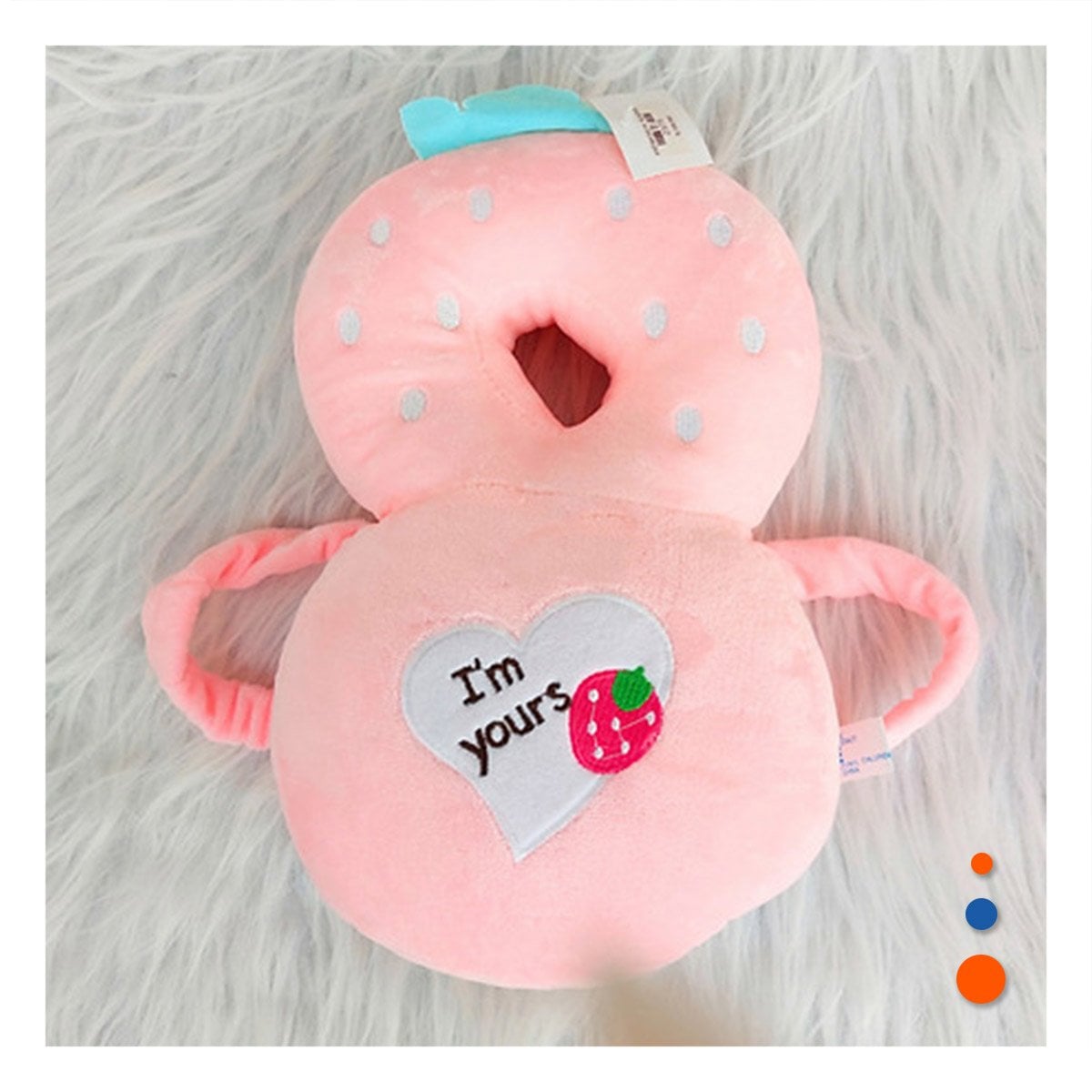 COJIN ANTICAIDA CON FORMA DE FRESA ROSADO Y LIGAS REGALO - 1