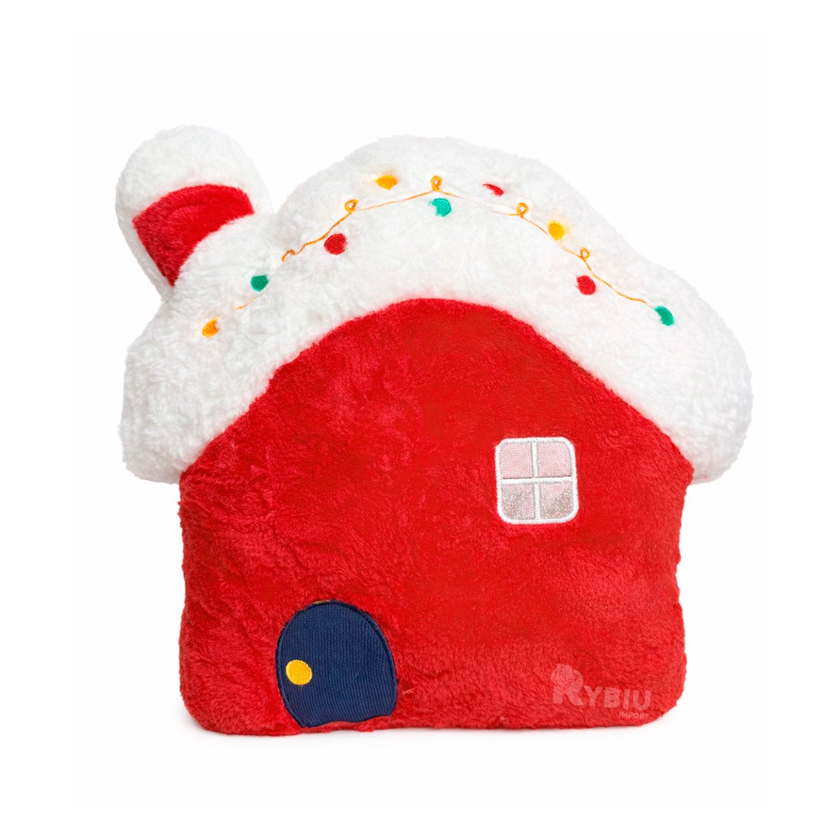 ALMOHADILLA DE PELUCHE LISO CON FORMA DE CASITA ROJA Y STICKY - 1