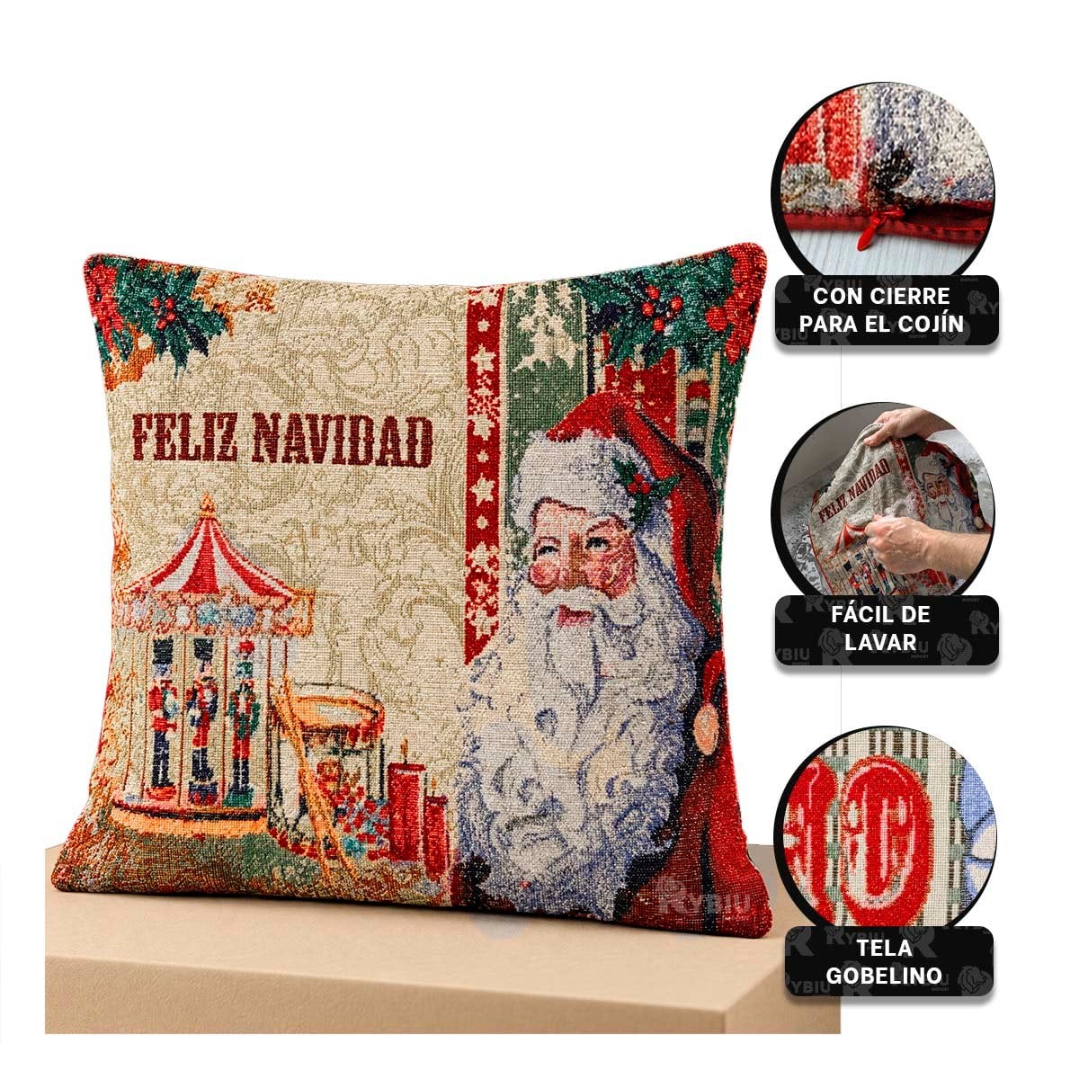 PROTECTOR PARA ALMOHADA CON ESTAMPA INVERNAL 45X45CM ROJO Y STICKY - 4