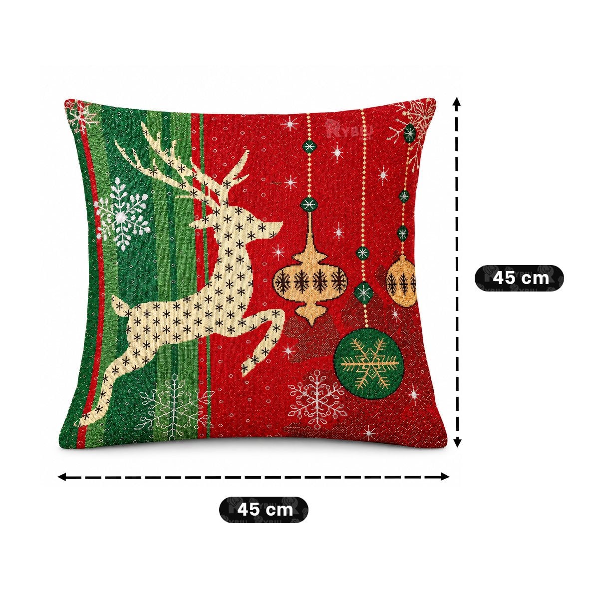 PROTECTOR DE COJIN PARA DECORACION NAVIDENA 45X45CM ROJO Y LIGAS REGALO - 3