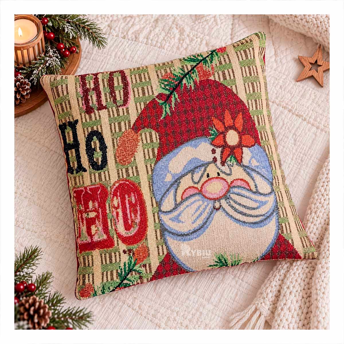PACK2 FORRO PARA ALMOHADA CON CARTEL NAVIDENO 45X45CM BEIGE YPAPEL REGALO - 2