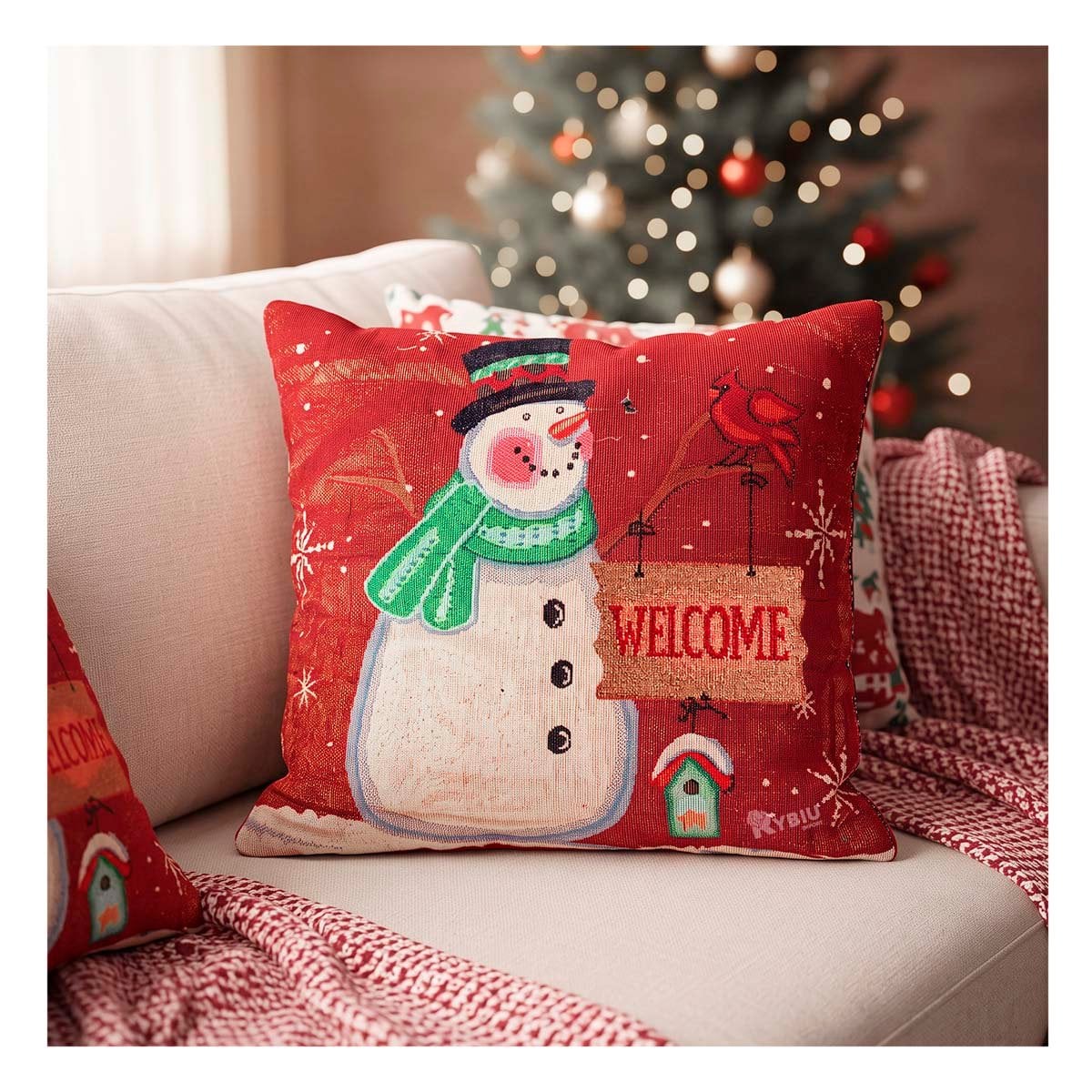 PROTECTOR PARA COJIN NAVIDENO PARA DECORAR 45X45CM ROJO - 1