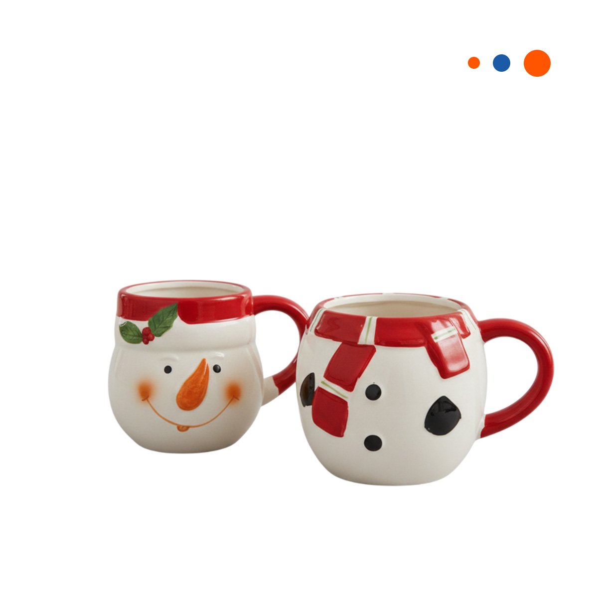 SET 2 TAZAS ENCASTABLES MUNECO DE NIEVE BLANCO SOBRE APARADOR DE COMEDOR YREGALO STICKER - 3