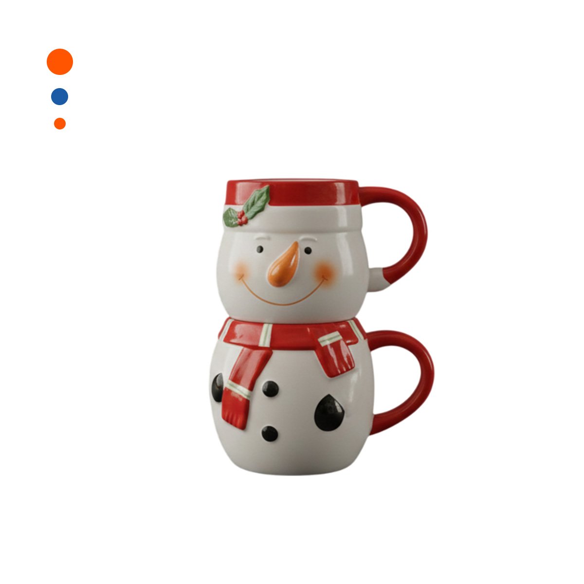 PACK2 BULTO SUPERPONIBLES MUNECO DE NIEVE BLANCO 2 TAZAS SOBRE MESA YREGALO STICKER - 2