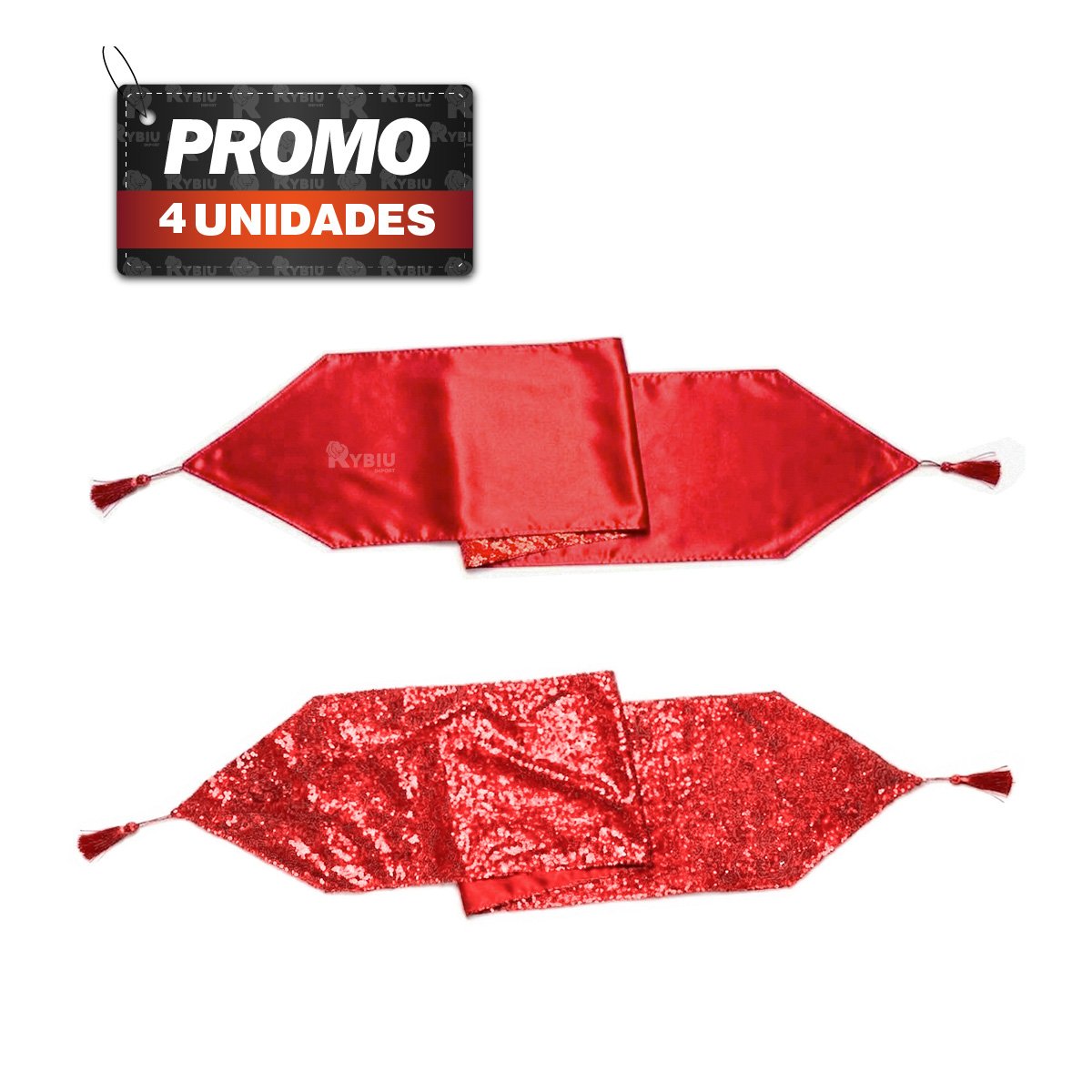 PACK4 CUBIERTA DE MESA RASO Y CON LENTEJUELAS ROJO 2 EN 1 YREGALO STICKER - 1
