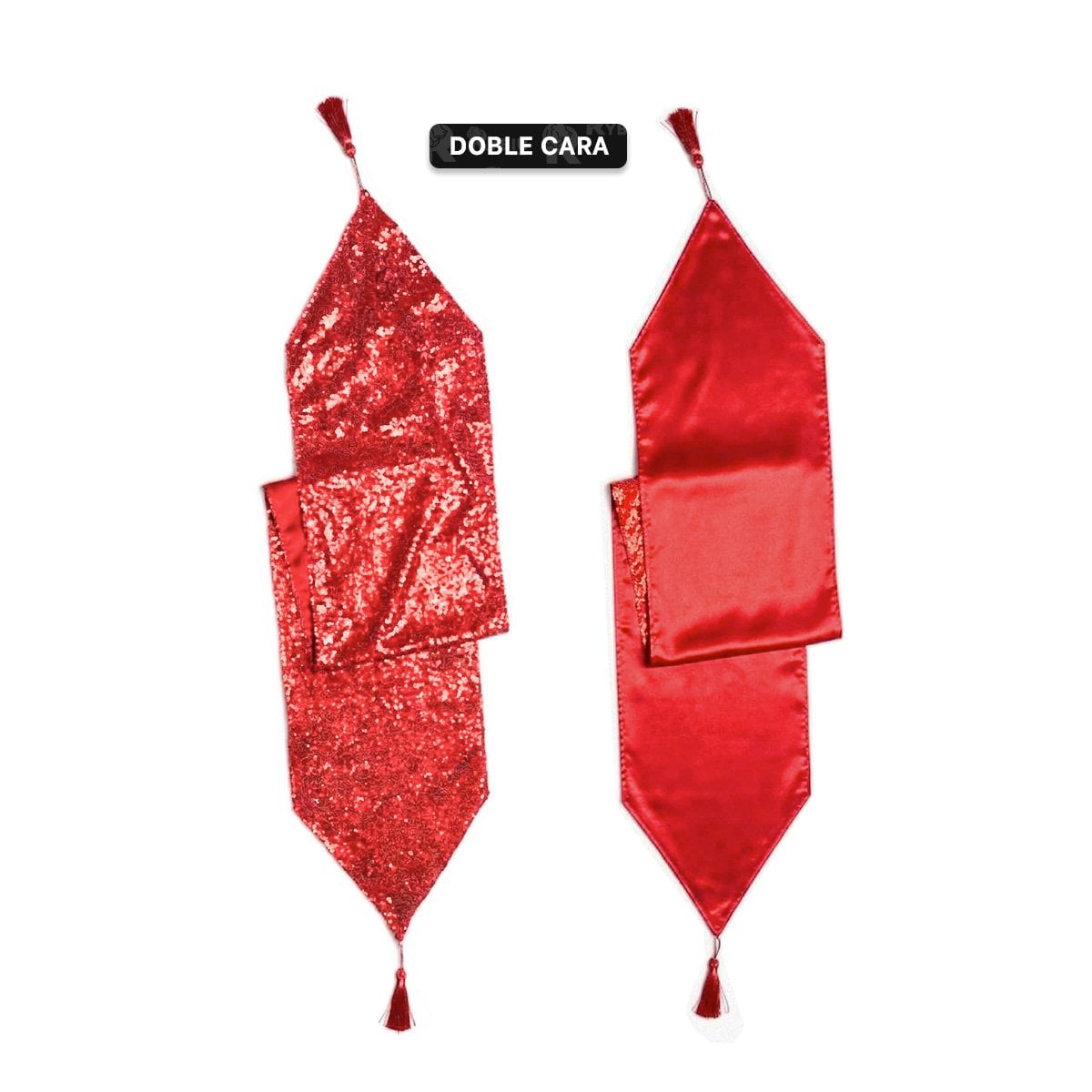 MANTEL DECORATIVO SUTIL RASO Y CON LENTEJUELAS ROJO 2 EN 1 Y STICKY - 1