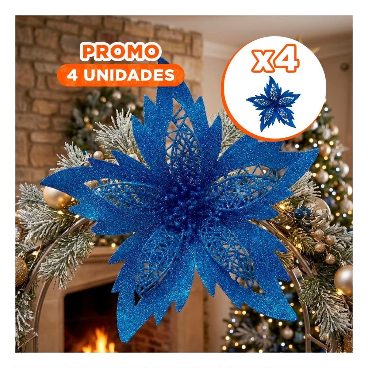 PACK4 ORNAMENTACION 3 CONJUNTO NAVIDENO AZUL 20CM PARA DECORACION CASA - 1