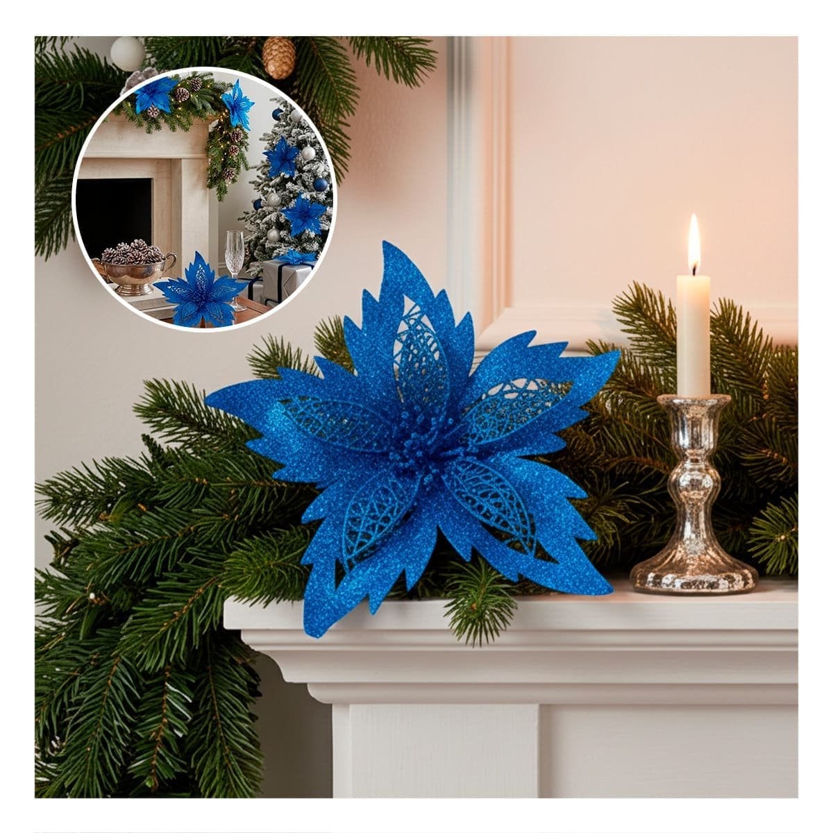 ACCESORIO 3 AMBIENTACION FESTIVA AZUL 20CM PARA DECORACION CASA YSTICKY - 2