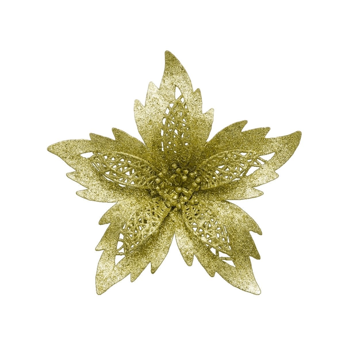 ACCESORIO 3 CONJUNTO FLORAL ESCARCHADO DORADO 20CM DECORATIVO HOGAR YREGALO STICKER - 3