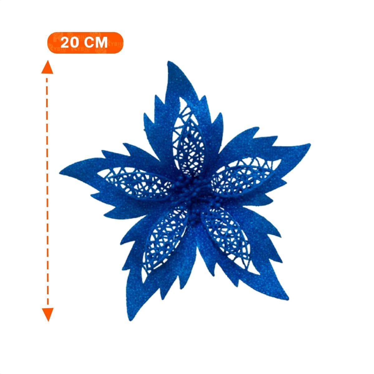 ACCESORIO 3 CONJUNTO FLORAL ESCARCHADO AZUL 20CM DECORATIVO HOGAR YREGALO STICKER - 4