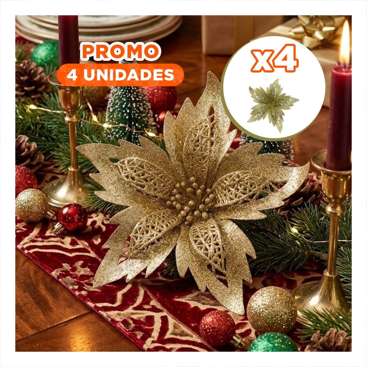 PACK4 ORNAMENTACION 3 CONJUNTO NAVIDENO DORADO 20CM PARA DECORACION CASA - 1