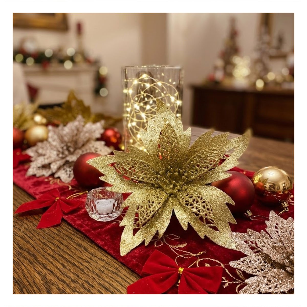 PACK4 ORNAMENTACION 3 CONJUNTO NAVIDENO DORADO 20CM PARA DECORACION CASA - 5