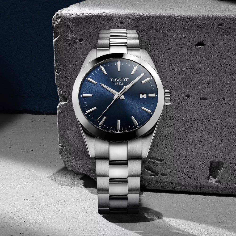 RELOJ PARA HOMBRE GENTLEMAN PLATA Y AZUL - 2