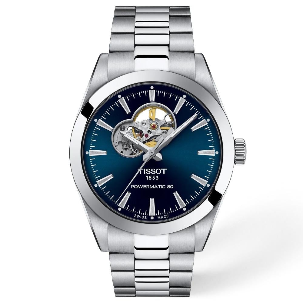RELOJ PARA HOMBRE GENTLEMAN POWERMATIC 80 OPEN HEART PLATA Y AZUL - 1