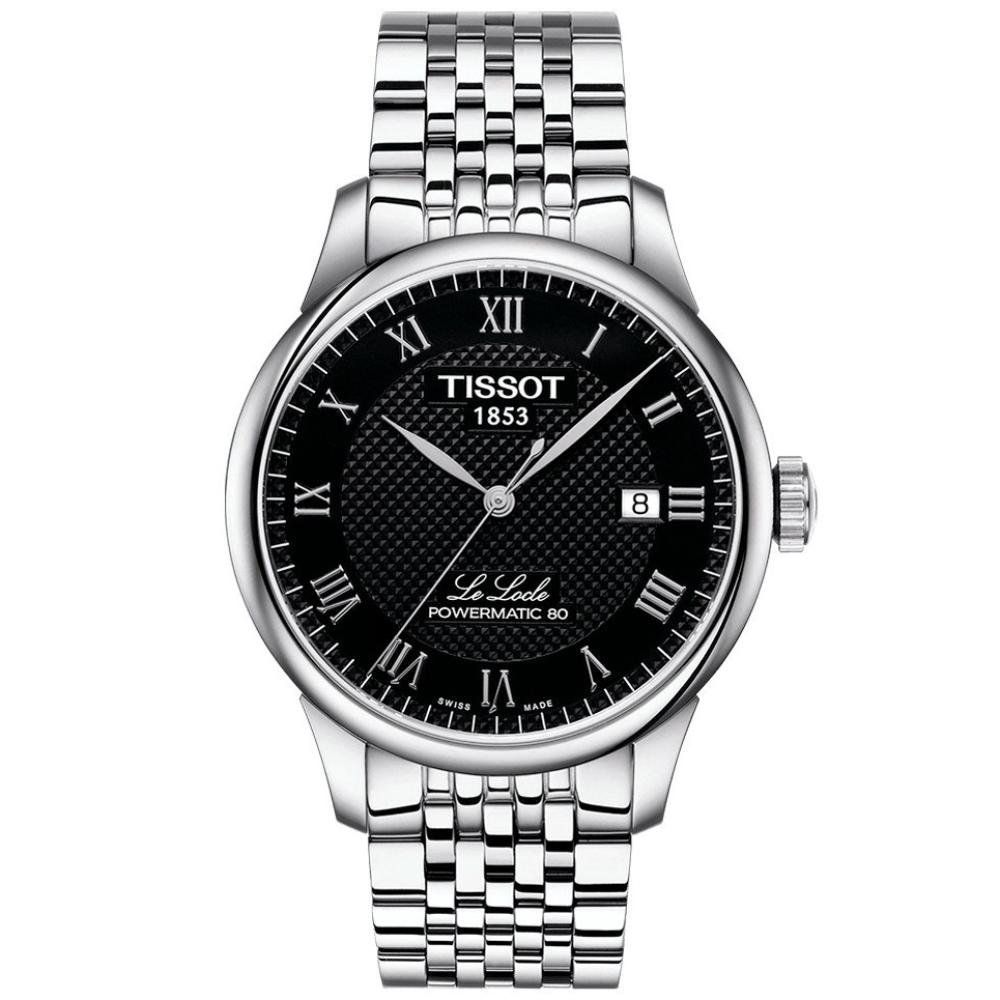 RELOJ PARA HOMBRE LE LOCLE POWERMATIC 80 PLATA Y NEGRO - 1