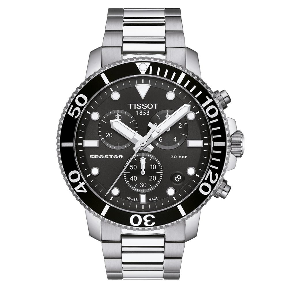 RELOJ PARA HOMBRE SEASTAR 1000 CHRONOGRAPH PLATA Y NEGRO - 1