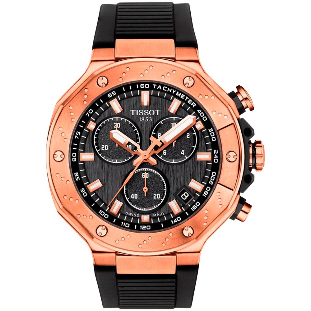 RELOJ PARA HOMBRE T-RACE CHRONOGRAPH NEGRO Y ORO ROSA - 1